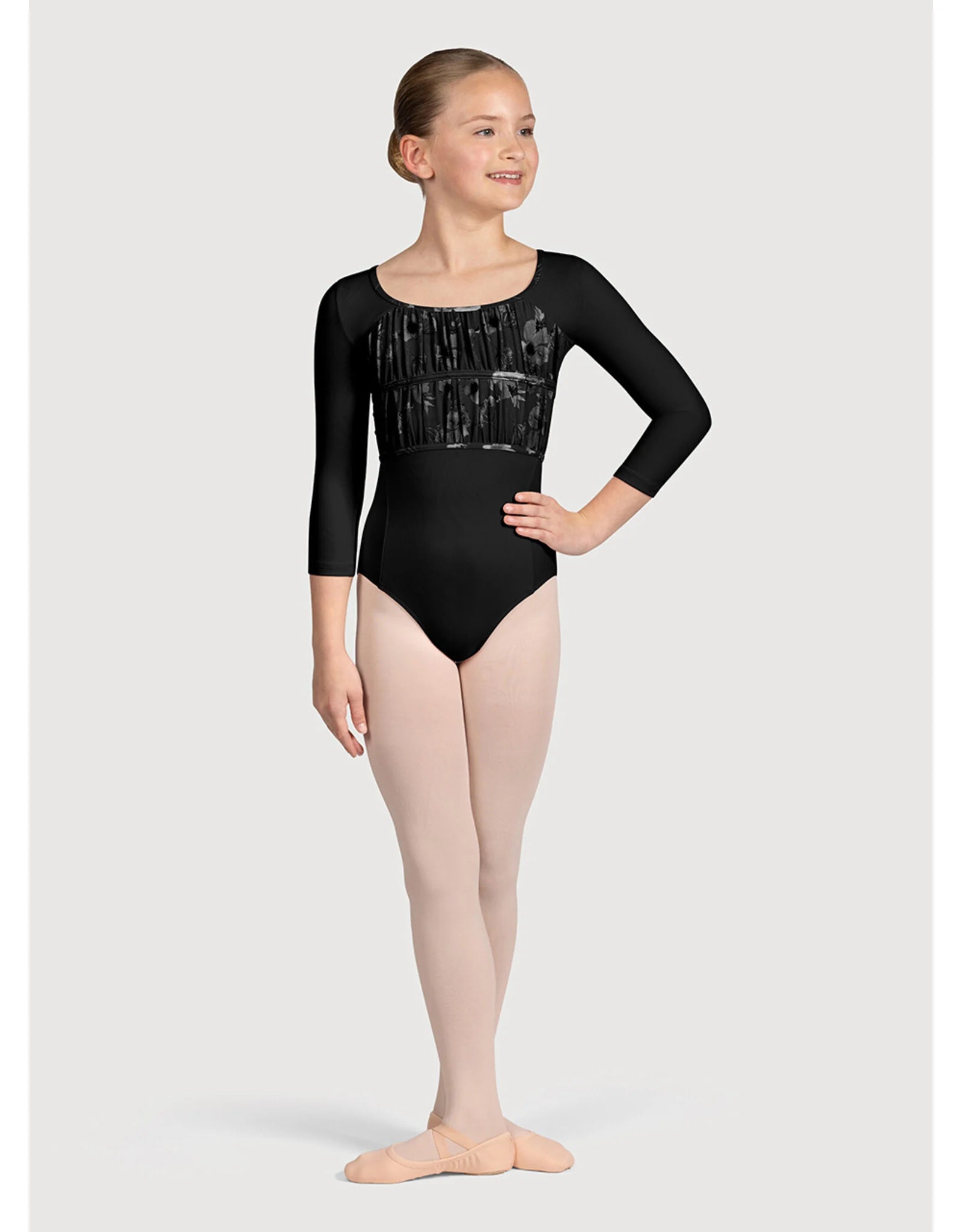Bloch - Girls Sophie Floral 3/4 Sleeve Leotard - CL5226